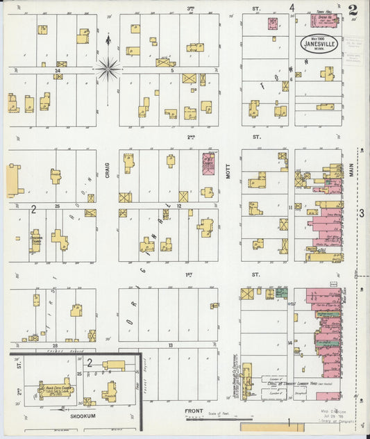 Sanborn Fire Insurance Map from Janesville, Waseca County, Minnesota (1900), Sheet #0002 - Historic Sanborn Fire Insurance Map Print, vintage old map wall art, antique decor, genealogy gift, Minnesota Minnesota map