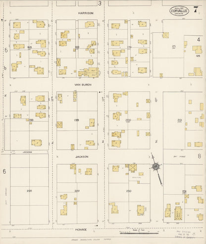 Sanborn Fire Insurance Map from Corvallis, Benton County, Oregon (1912), Sheet #0007 - Complete Map Set gallery image, historic Sanborn map, vintage wall art, Oregon Oregon