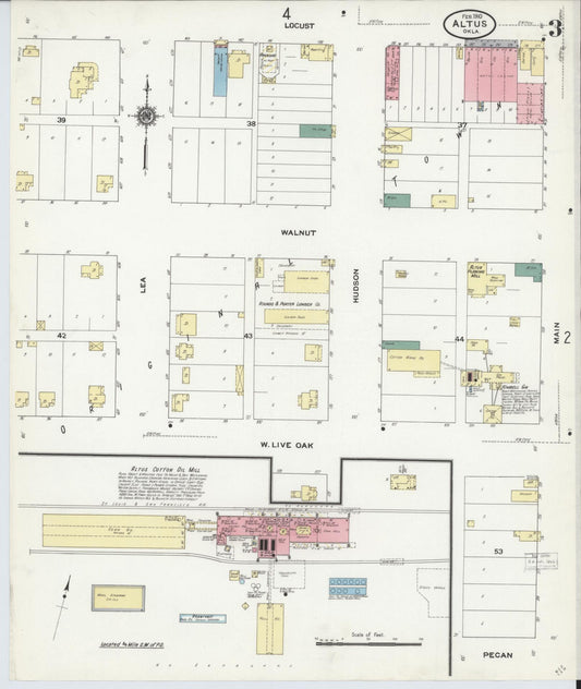 Sanborn Fire Insurance Map from Altus, Jackson County, Oklahoma (1910), Sheet #0003 - Historic Sanborn Fire Insurance Map Print, vintage old map wall art, antique decor, genealogy gift, Oklahoma Oklahoma map
