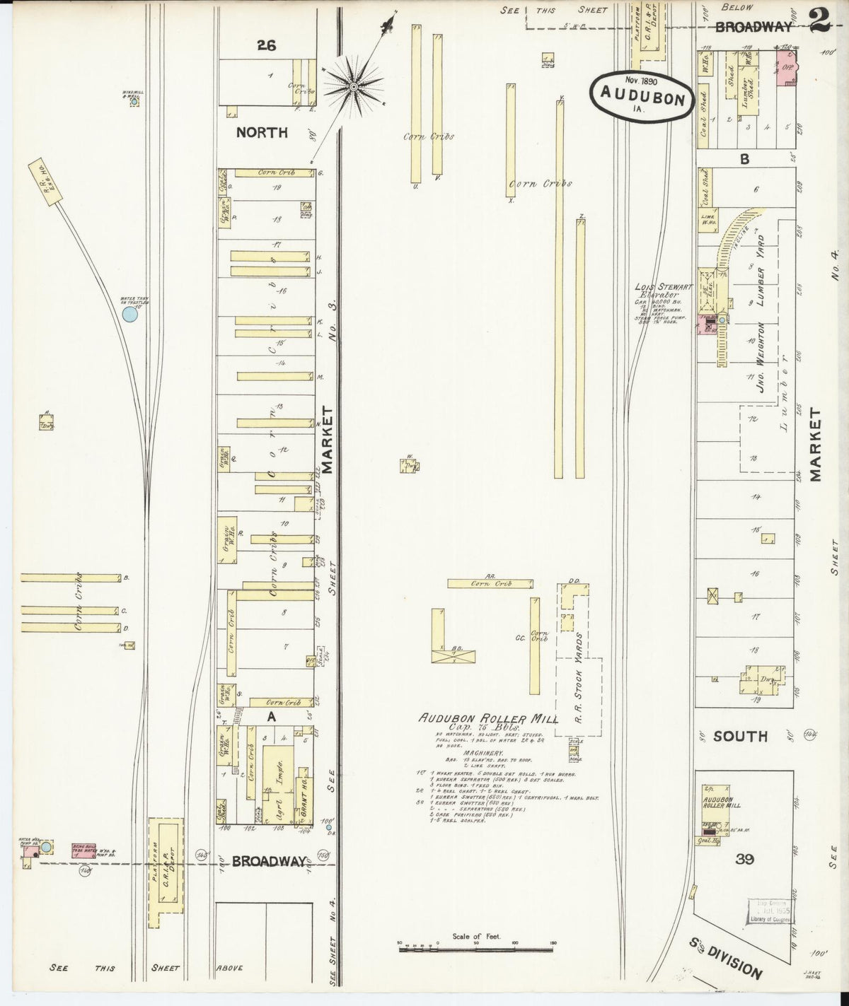 Sanborn Fire Insurance Map from Audubon, Audubon County, Iowa (1890), Sheet #0002 - Historic Sanborn Fire Insurance Map Print