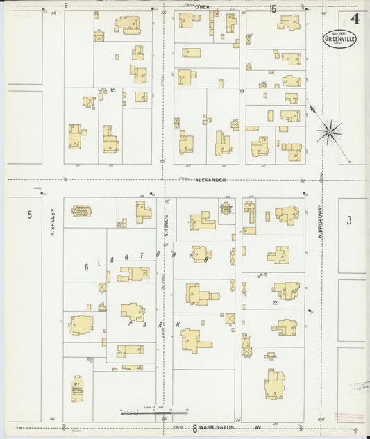 Sanborn Fire Insurance Map from Greenville, Washington County, Mississippi (1900), Sheet #0004 - Historic Sanborn Fire Insurance Map Print, vintage old map wall art, antique decor, genealogy gift, Mississippi Mississippi map