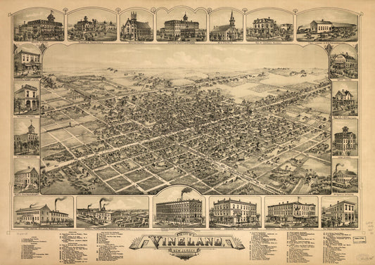 The city of Vineland, New Jersey, 1885. (1885) – Historic Bird’s-Eye View Panorama Print