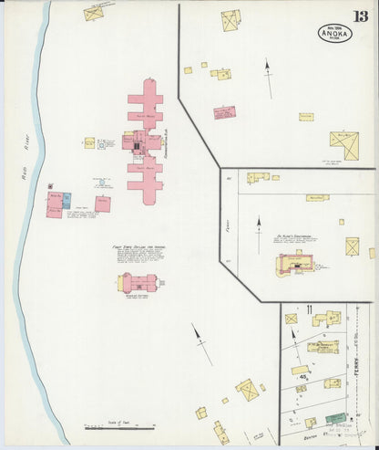 Sanborn Fire Insurance Map from Anoka, Anoka County, Minnesota (1904), Sheet #0013 - Complete Map Set gallery image, historic Sanborn map, vintage wall art, Minnesota Minnesota