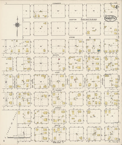 Sanborn Fire Insurance Map from Henrietta, Clay County, Texas (1922), Sheet #0004 - Complete Map Set gallery image, historic Sanborn map, vintage wall art, Texas Texas