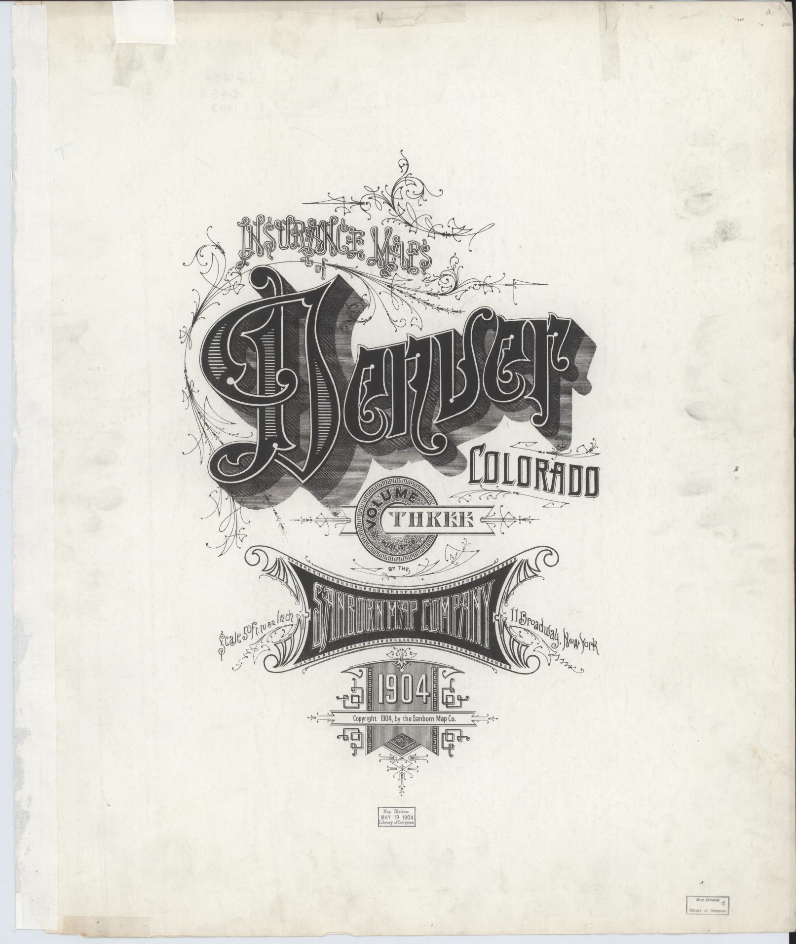Sanborn Fire Insurance Map from Denver, Denver County, Colorado (1904), Sheet #0001 - Complete Map Set gallery image, historic Sanborn map, vintage wall art, Colorado Colorado