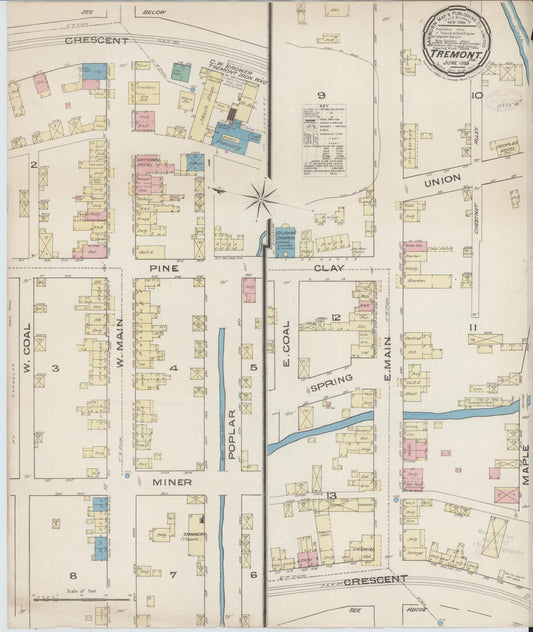 Sanborn Fire Insurance Map from Tremont, Schuylkill County, Pennsylvania (1885), Sheet #0001 - Historic Sanborn Fire Insurance Map Print, vintage old map wall art, antique decor, genealogy gift, Pennsylvania Pennsylvania map