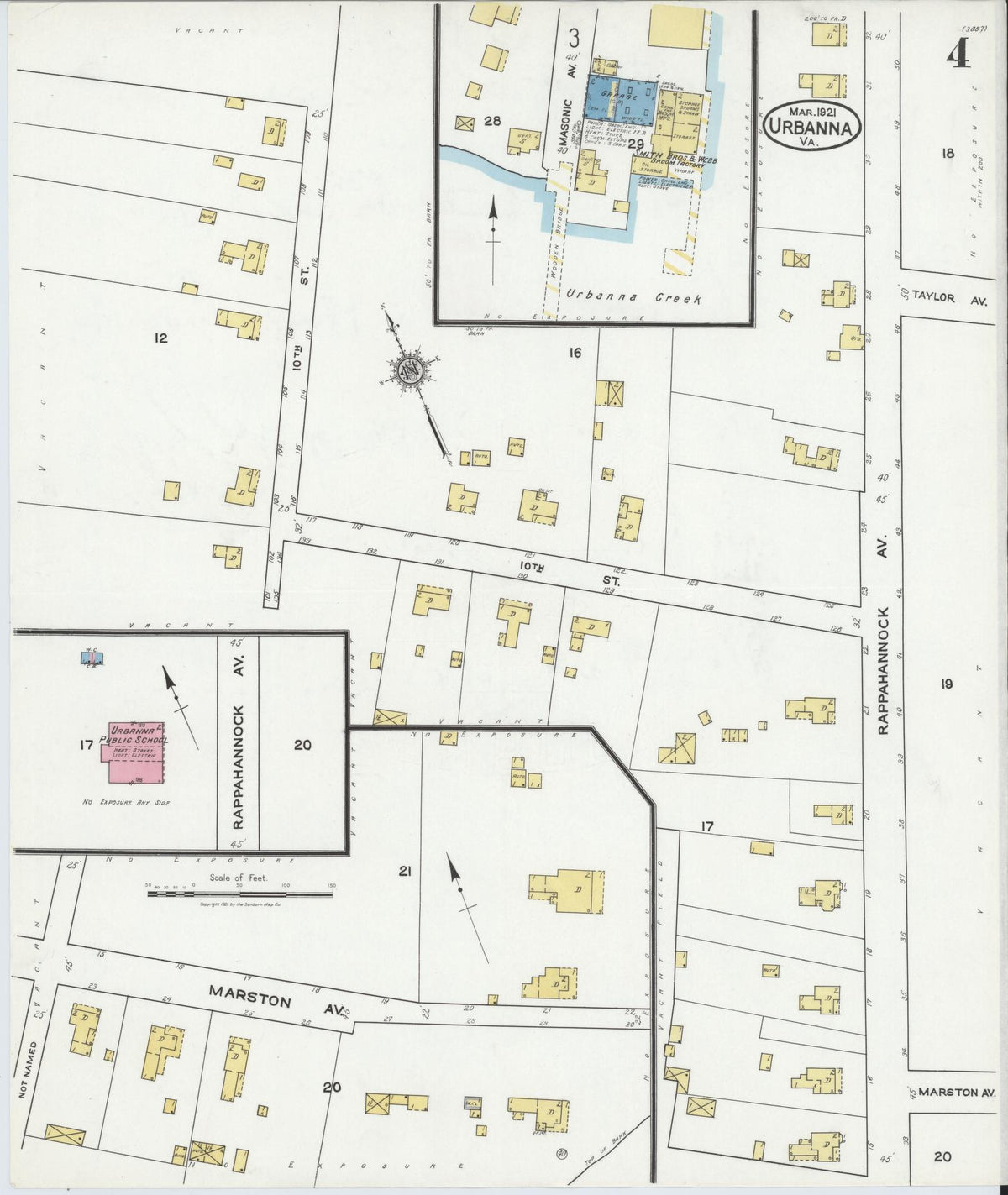 Sanborn Fire Insurance Map from Urbanna, Middlesex County, Virginia (1921), Sheet #0004 - Complete Map Set gallery image, historic Sanborn map, vintage wall art, Virginia Virginia