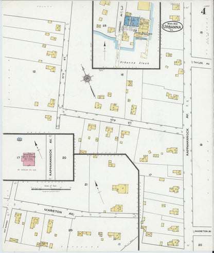 Sanborn Fire Insurance Map from Urbanna, Middlesex County, Virginia (1921), Sheet #0004 - Complete Map Set gallery image, historic Sanborn map, vintage wall art, Virginia Virginia