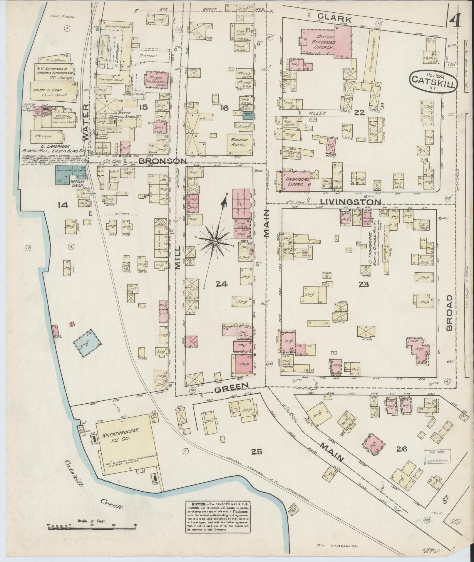 Sanborn Fire Insurance Map from Catskill, Greene County, New York (1884), Sheet #0004 - Complete Map Set gallery image, historic Sanborn map, vintage wall art, New York New York