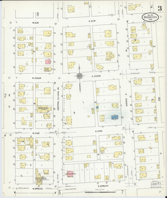 Sanborn Fire Insurance Map from Dodge City, Ford County, Kansas (1911), Sheet #0003 - Historic Sanborn Fire Insurance Map Print, vintage old map wall art, antique decor, genealogy gift, Kansas Kansas map