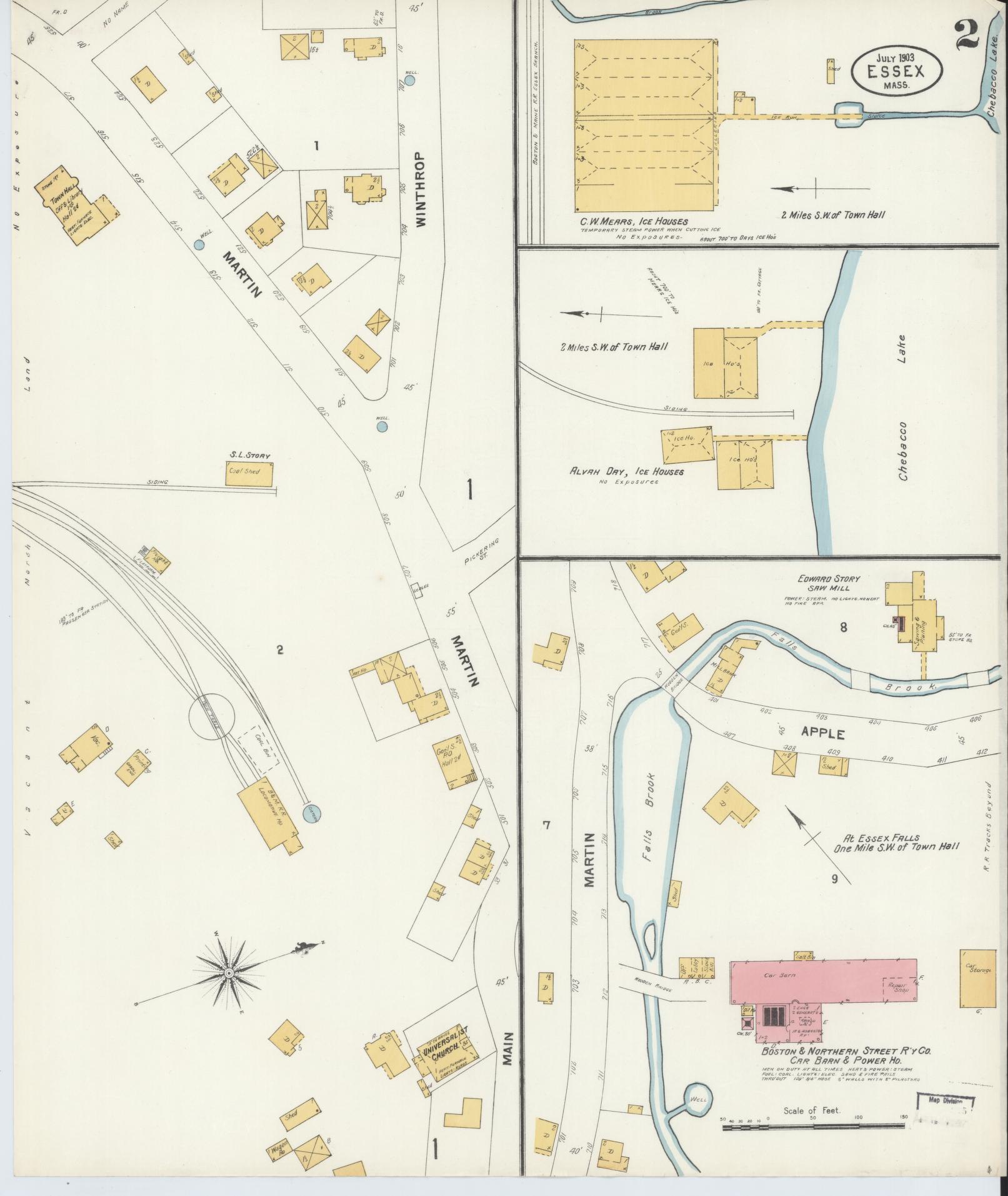 Sanborn Fire Insurance Map from Essex, Essex County, Massachusetts (1903), Sheet #0002 - Complete Map Set gallery image, historic Sanborn map, vintage wall art, Massachusetts Massachusetts