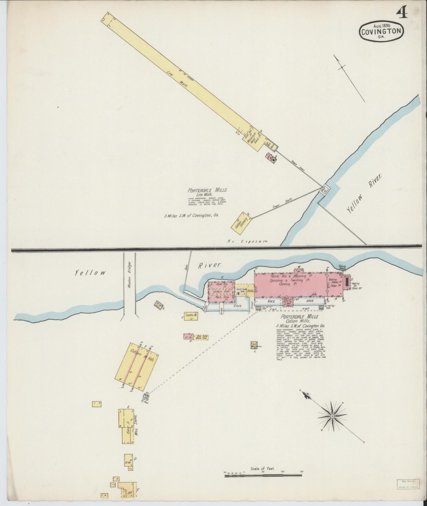 Sanborn Fire Insurance Map from Covington, Newton County, Georgia (1895), Sheet #0004 - Complete Map Set gallery image, historic Sanborn map, vintage wall art, Georgia Georgia