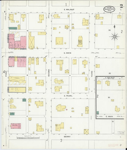 Sanborn Fire Insurance Map from Gloster, Amite County, Mississippi (1909), Sheet #0002 - Complete Map Set gallery image, historic Sanborn map, vintage wall art, Mississippi Mississippi