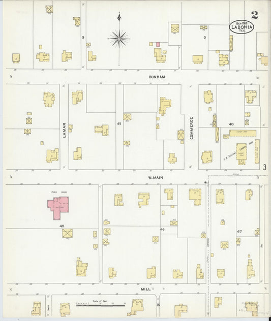 Sanborn Fire Insurance Map from Ladonia, Fannin County, Texas (1905), Sheet #0002 - Historic Sanborn Fire Insurance Map Print, vintage old map wall art, antique decor, genealogy gift, Texas Texas map