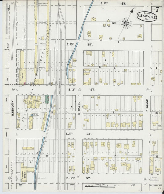 Sanborn Fire Insurance Map from Leadville, Lake County, Colorado (1889), Sheet #0007 - Historic Sanborn Fire Insurance Map Print, vintage old map wall art, antique decor, genealogy gift, Colorado Colorado map