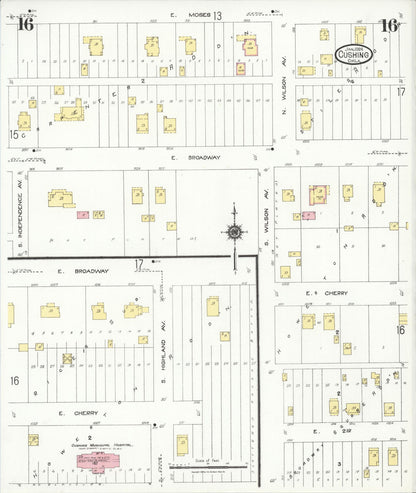 Sanborn Fire Insurance Map from Cushing, Payne County, Oklahoma (1924), Sheet #0016 - Complete Map Set gallery image, historic Sanborn map, vintage wall art, Oklahoma Oklahoma