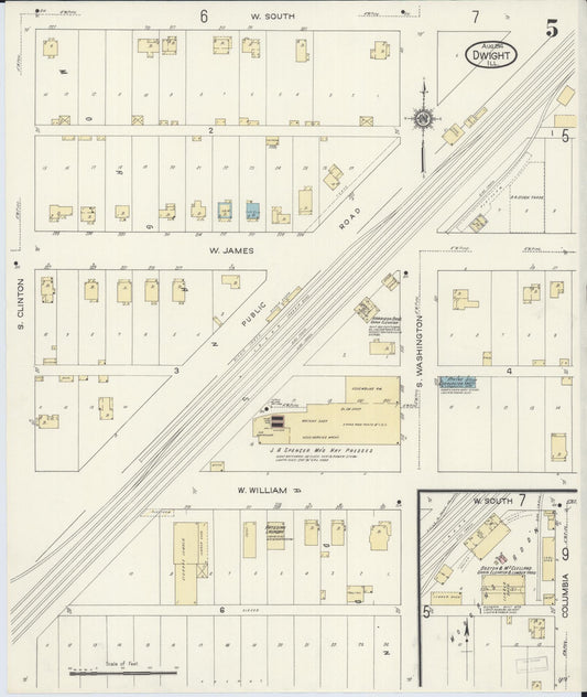 Sanborn Fire Insurance Map from Dwight, Livingston County, Illinois (1914), Sheet #0005 - Historic Sanborn Fire Insurance Map Print, vintage old map wall art, antique decor, genealogy gift, Illinois Illinois map