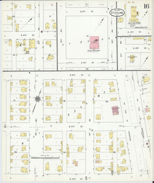 Sanborn Fire Insurance Map from Sterling, Whiteside County, Illinois (1910), Sheet #0016 - Historic Sanborn Fire Insurance Map Print, vintage old map wall art, antique decor, genealogy gift, Illinois Illinois map