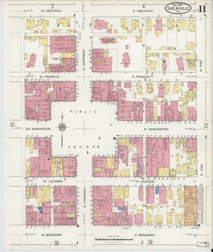 Sanborn Fire Insurance Map from Shelbyville, Shelby County, Indiana (1916), Sheet #0011 - Complete Map Set gallery image, historic Sanborn map, vintage wall art, Indiana Indiana