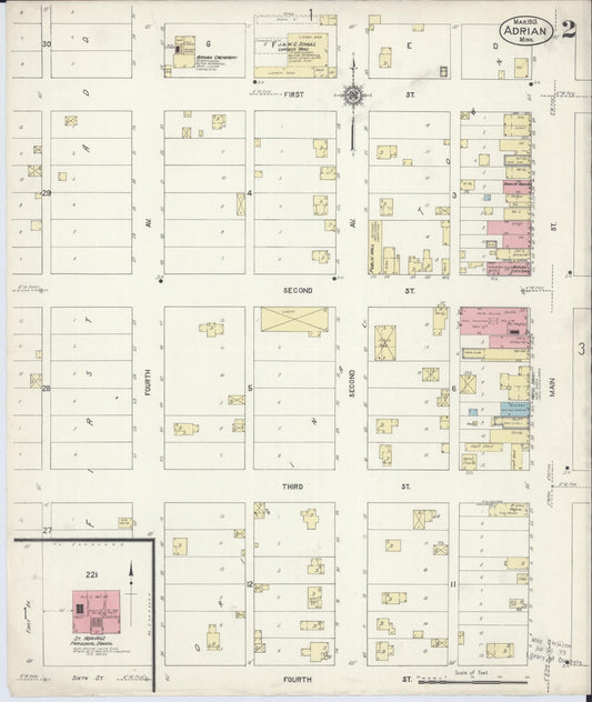 Sanborn Fire Insurance Map from Adrian, Nobles County, Minnesota (1913), Sheet #0002 - Historic Sanborn Fire Insurance Map Print, vintage old map wall art, antique decor, genealogy gift, Minnesota Minnesota map
