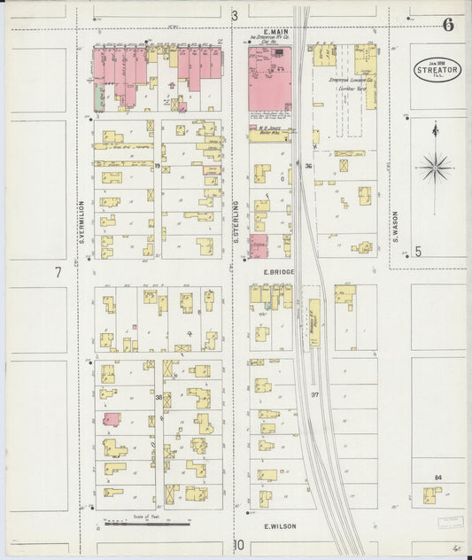Sanborn Fire Insurance Map from Streator, La Salle County, Illinois (1898), Sheet #0006 - Historic Sanborn Fire Insurance Map Print, vintage old map wall art, antique decor, genealogy gift, Illinois Illinois map