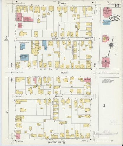 Sanborn Fire Insurance Map from Bristol, Bristol County, Rhode Island (1911), Sheet #0010 - Complete Map Set gallery image, historic Sanborn map, vintage wall art, Rhode Island Rhode Island