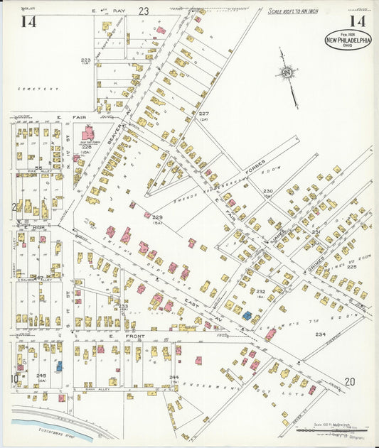 Sanborn Fire Insurance Map from New Philadelphia, Tuscarawas County, Ohio (1926), Sheet #0014 - Historic Sanborn Fire Insurance Map Print, vintage old map wall art, antique decor, genealogy gift, Ohio Ohio map