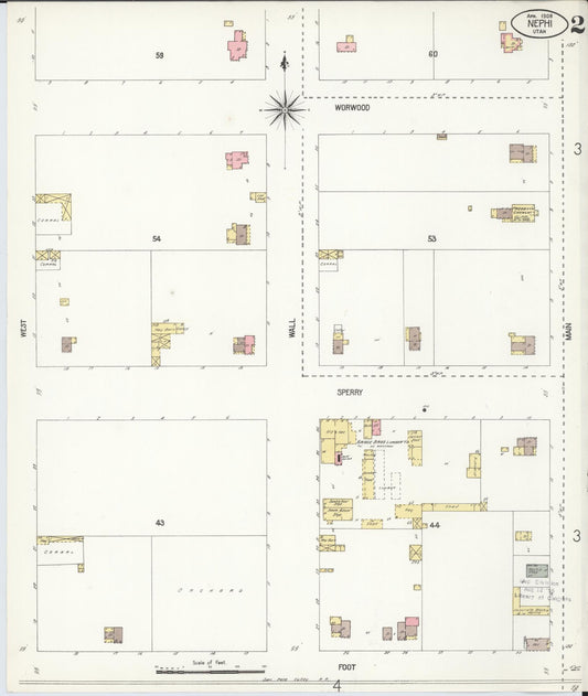 Sanborn Fire Insurance Map from Nephi, Juab County, Utah (1908), Sheet #0002 - Historic Sanborn Fire Insurance Map Print, vintage old map wall art, antique decor, genealogy gift, Utah Utah map