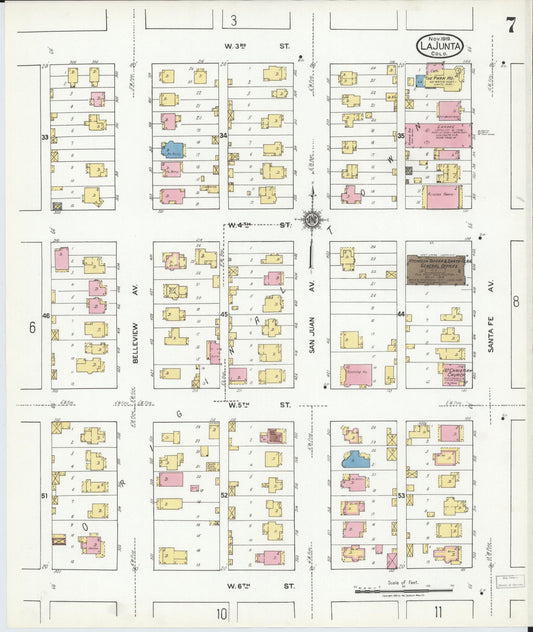 Sanborn Fire Insurance Map from La Junta, Otero County, Colorado (1919), Sheet #0007 - Historic Sanborn Fire Insurance Map Print, vintage old map wall art, antique decor, genealogy gift, Colorado Colorado map