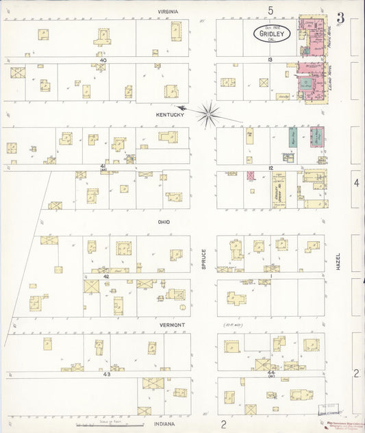Sanborn Fire Insurance Map from Gridley, Butte County, California (1902), Sheet #0003 - Historic Sanborn Fire Insurance Map Print, vintage old map wall art, antique decor, genealogy gift, California California map