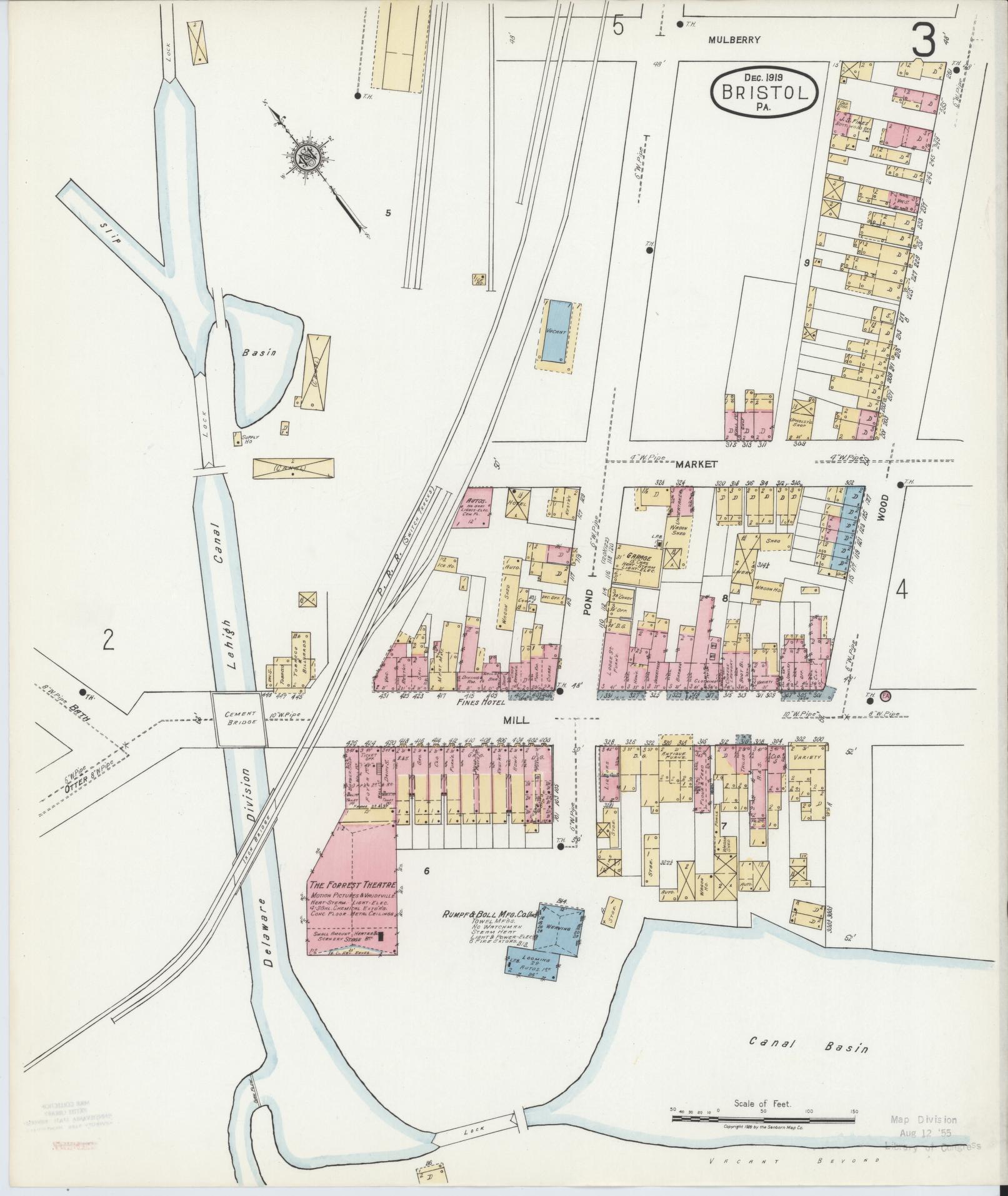 Sanborn Fire Insurance Map from Bristol, Bucks County, Pennsylvania (1927), Sheet #0003 - Historic Sanborn Fire Insurance Map Print, vintage old map wall art, antique decor, genealogy gift, Pennsylvania Pennsylvania map