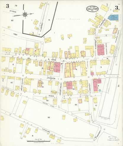 Sanborn Fire Insurance Map from Gallitzin, Cambria County, Pennsylvania (1923), Sheet #0003 - Complete Map Set gallery image, historic Sanborn map, vintage wall art, Pennsylvania Pennsylvania