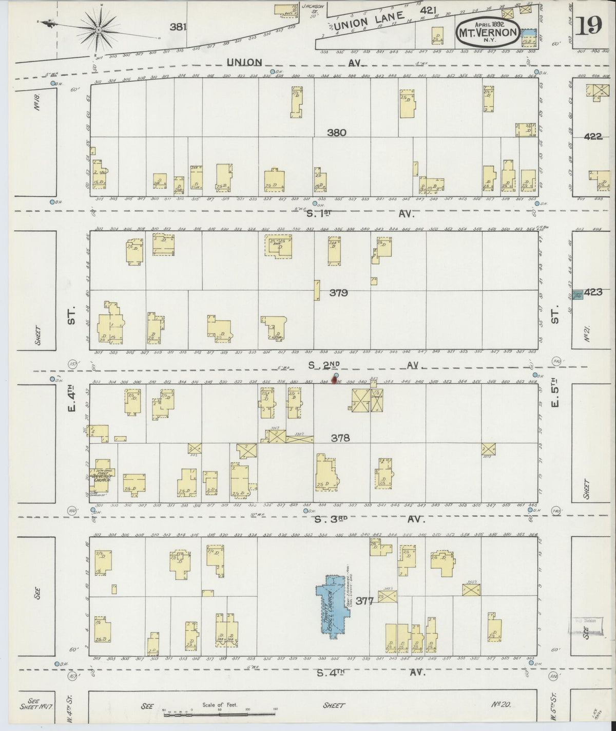 Sanborn Fire Insurance Map from Mount Vernon, Westchester County, New York (1892), Sheet #0019 - Complete Map Set gallery image, historic Sanborn map, vintage wall art, New York New York