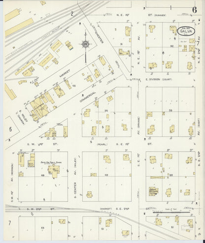 Sanborn Fire Insurance Map from Galva, Henry County, Illinois (1913), Sheet #0006 - Complete Map Set gallery image, historic Sanborn map, vintage wall art, Illinois Illinois