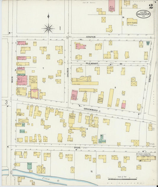 Sanborn Fire Insurance Map from Andover, Allegany County, New York (1898), Sheet #0002 - Historic Sanborn Fire Insurance Map Print, vintage old map wall art, antique decor, genealogy gift, New York New York map