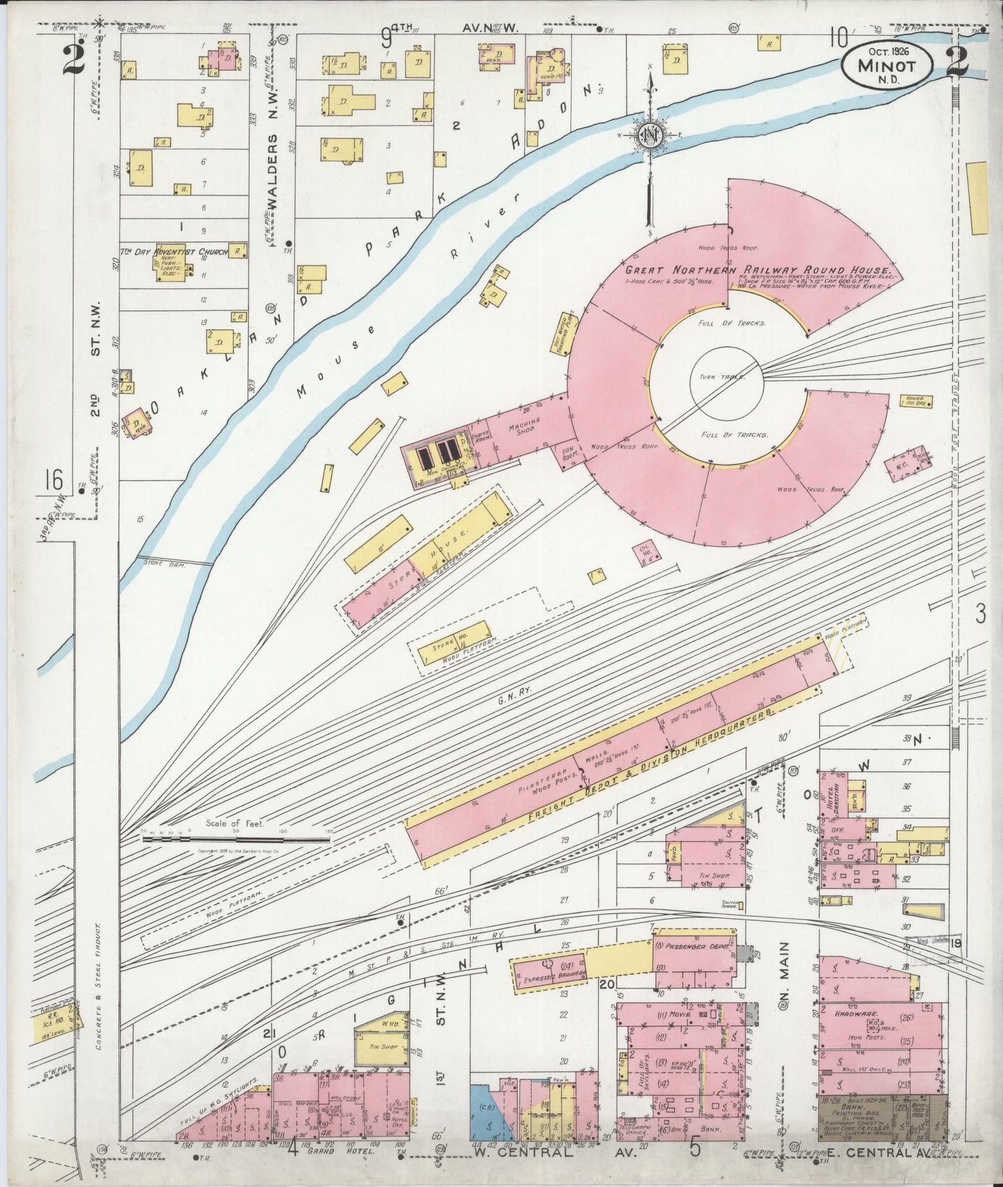 Sanborn Fire Insurance Map from Minot, Ward County, North Dakota (1926), Sheet #0002 - Complete Map Set gallery image, historic Sanborn map, vintage wall art, North Dakota North Dakota