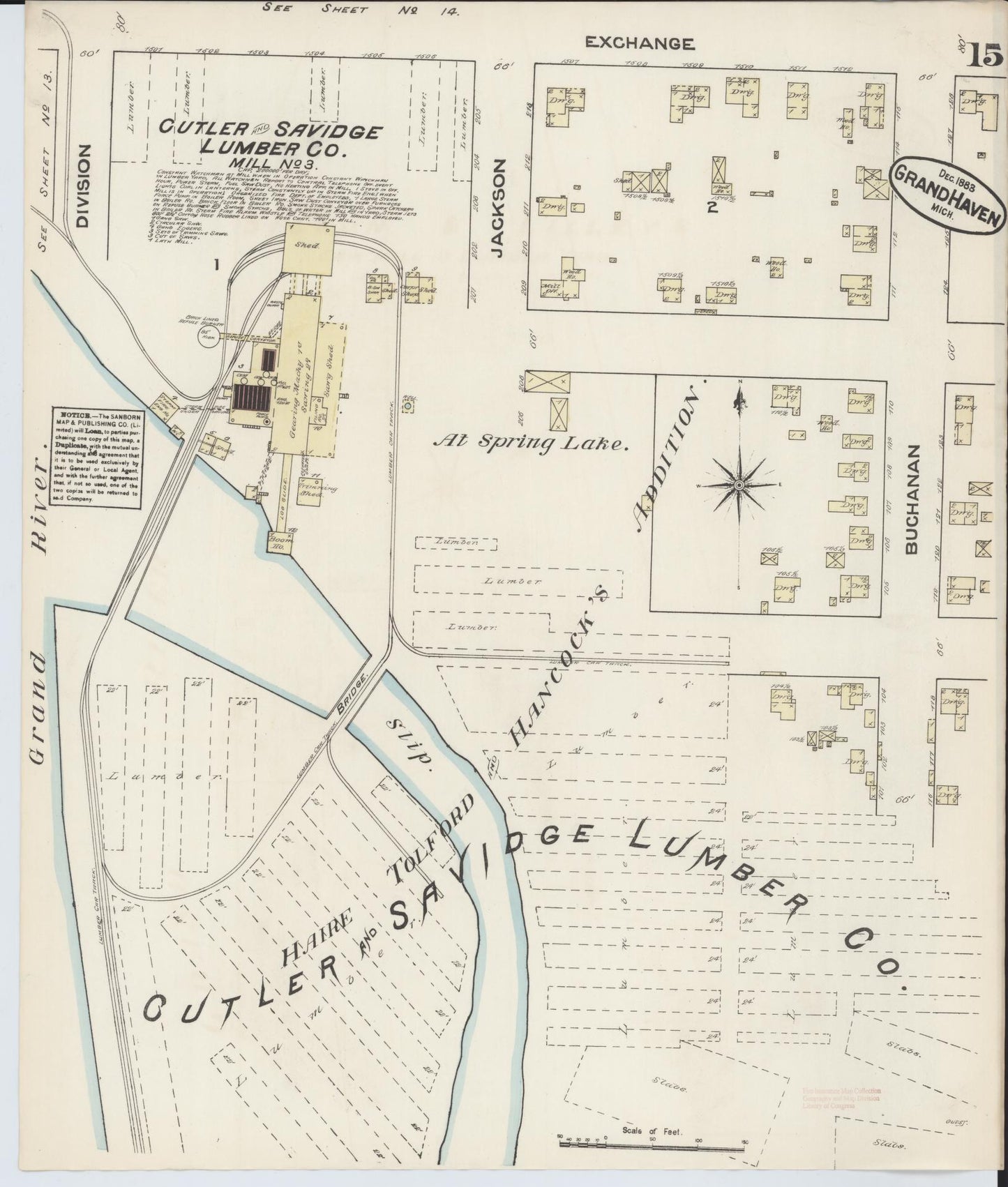 Sanborn Fire Insurance Map from Grand Haven, Ottawa County, Michigan (1883), Sheet #0015 - Complete Map Set gallery image, historic Sanborn map, vintage wall art, Michigan Michigan