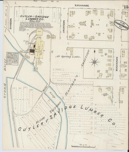 Sanborn Fire Insurance Map from Grand Haven, Ottawa County, Michigan (1883), Sheet #0015 - Complete Map Set gallery image, historic Sanborn map, vintage wall art, Michigan Michigan