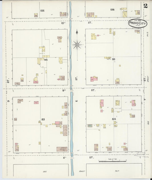 Sanborn Fire Insurance Map from Provo, Utah County, Utah (1890), Sheet #0002 - Historic Sanborn Fire Insurance Map Print, vintage old map wall art, antique decor, genealogy gift, Provo Utah map