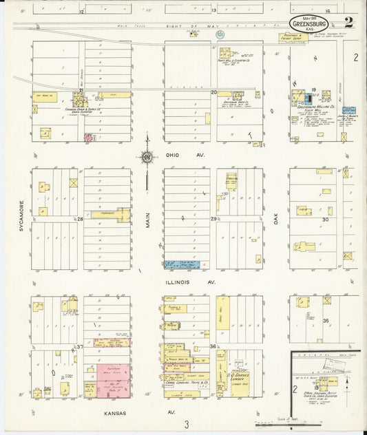 Sanborn Fire Insurance Map from Greensburg, Kiowa County, Kansas (1915), Sheet #0002 - Historic Sanborn Fire Insurance Map Print, vintage old map wall art, antique decor, genealogy gift, Kansas Kansas map