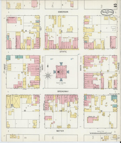 Sanborn Fire Insurance Map from Princeton, Gibson County, Indiana (1892), Sheet #0002 - Complete Map Set gallery image, historic Sanborn map, vintage wall art, Indiana Indiana