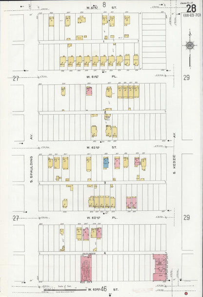 Sanborn Fire Insurance Map from Chicago, Cook County, Illinois (1920), Sheet #0028 - Historic Sanborn Fire Insurance Map Print, vintage old map wall art, antique decor, genealogy gift, Illinois Illinois map