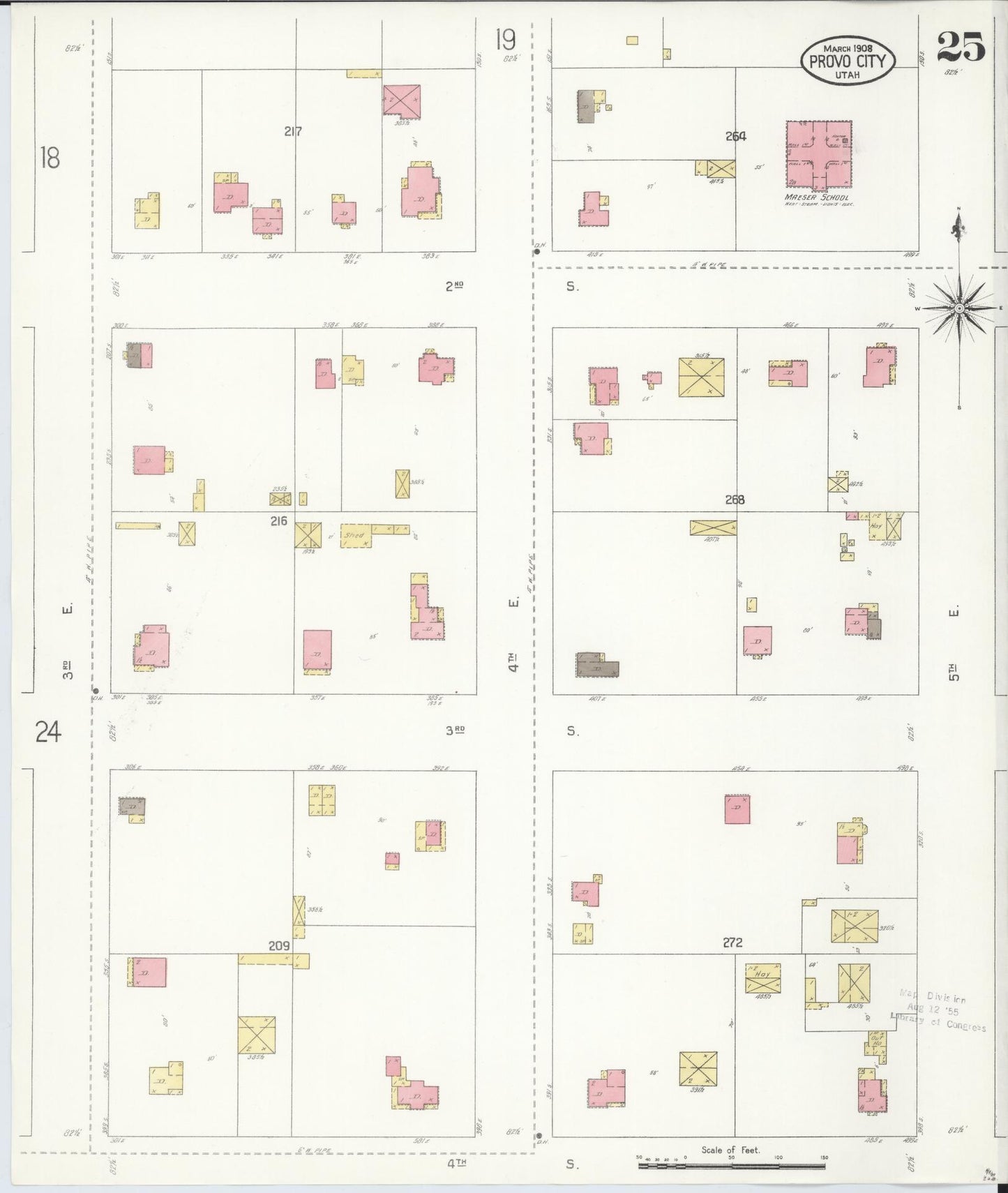 Sanborn Fire Insurance Map from Provo, Utah County, Utah (1908), Sheet #0025 - Complete Map Set gallery image, historic Sanborn map, vintage wall art, Provo Utah