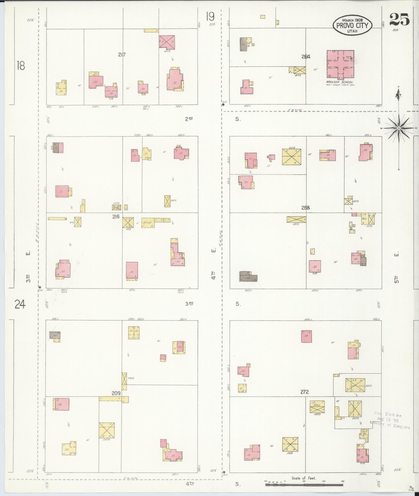 Sanborn Fire Insurance Map from Provo, Utah County, Utah (1908), Sheet #0025 - Complete Map Set gallery image, historic Sanborn map, vintage wall art, Provo Utah