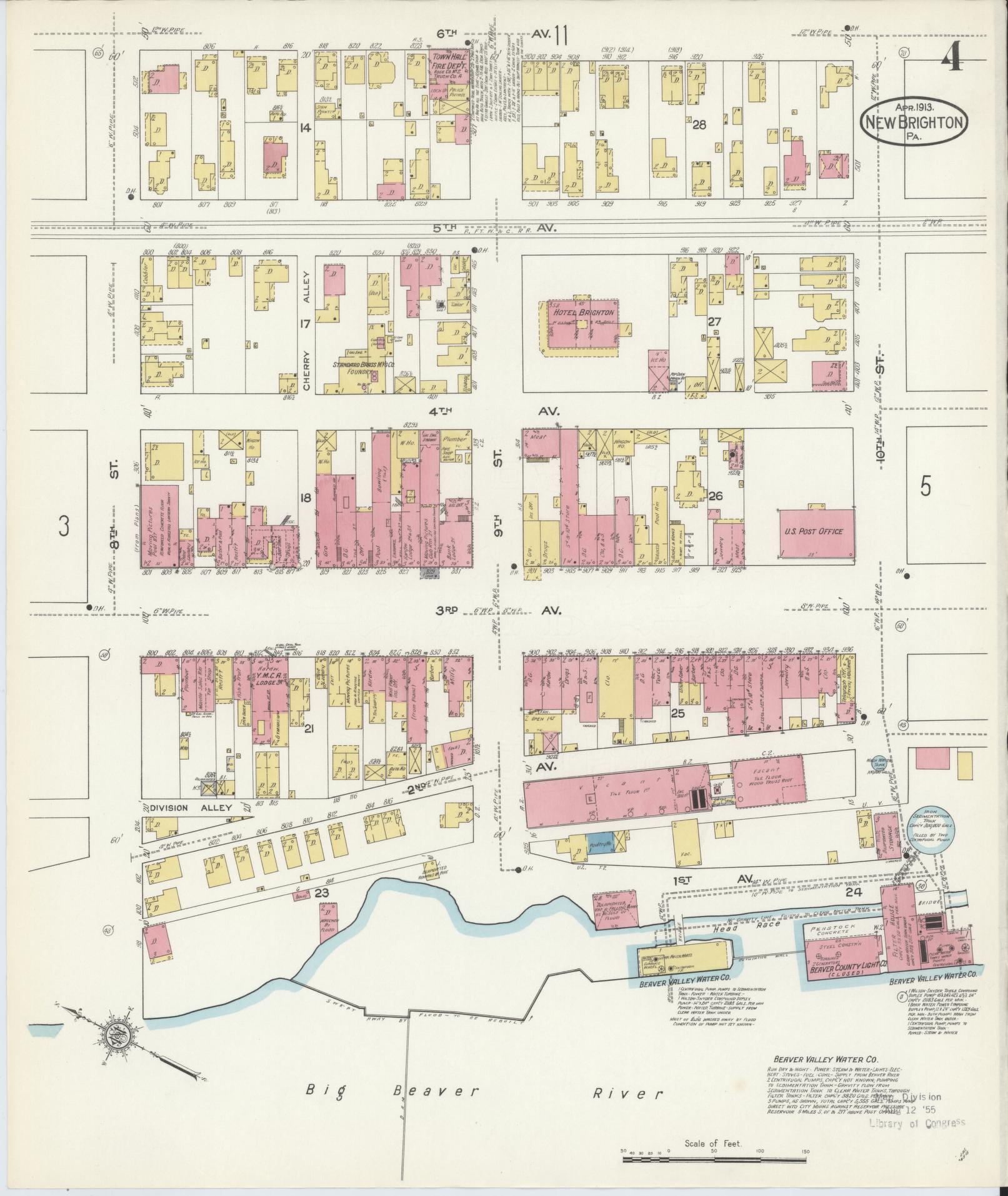 Sanborn Fire Insurance Map from New Brighton, Beaver County, Pennsylvania (1913), Sheet #0004 - Complete Map Set gallery image, historic Sanborn map, vintage wall art, Pennsylvania Pennsylvania