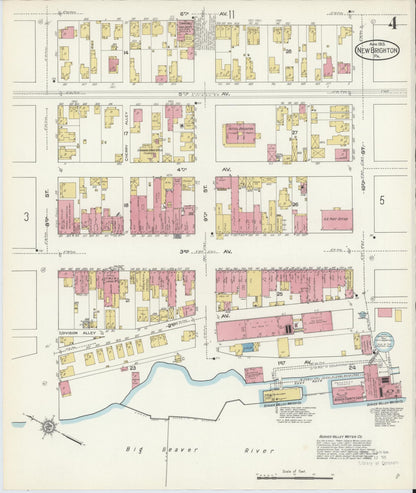 Sanborn Fire Insurance Map from New Brighton, Beaver County, Pennsylvania (1913), Sheet #0004 - Complete Map Set gallery image, historic Sanborn map, vintage wall art, Pennsylvania Pennsylvania