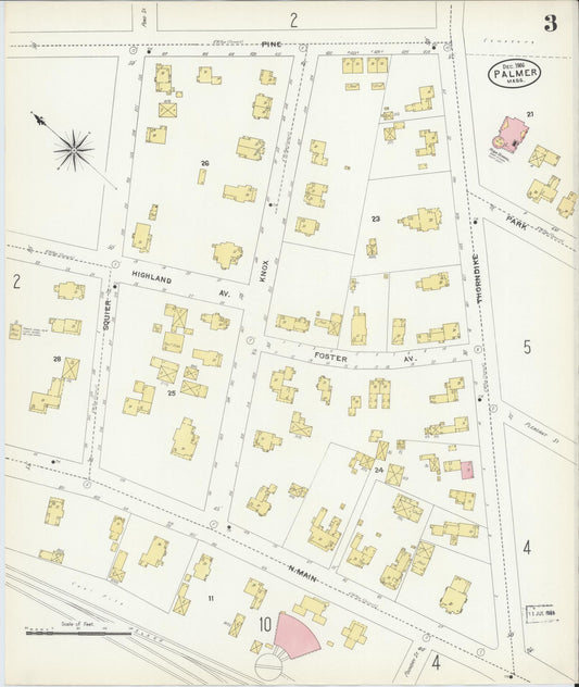 Sanborn Fire Insurance Map from Palmer, Hampden County, Massachusetts (1906), Sheet #0003 - Historic Sanborn Fire Insurance Map Print, vintage old map wall art, antique decor, genealogy gift, Massachusetts Massachusetts map