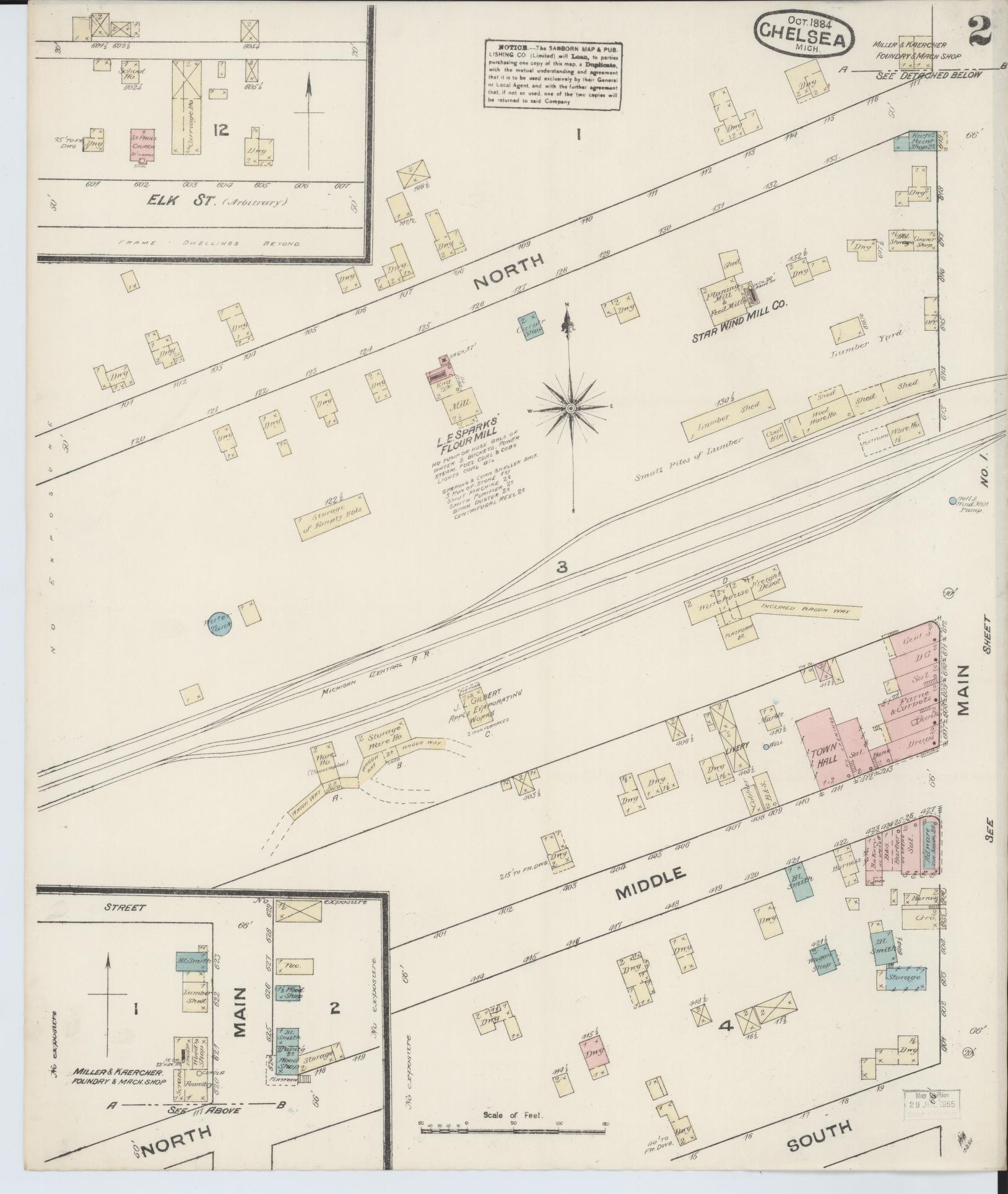 Sanborn Fire Insurance Map from Chelsea, Washtenaw County, Michigan (1884), Sheet #0002 - Historic Sanborn Fire Insurance Map Print, vintage old map wall art, antique decor, genealogy gift, Michigan Michigan map
