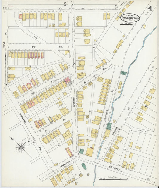 Sanborn Fire Insurance Map from Turtle Creek Valley, Allegheny County, Pennsylvania (1906), Sheet #0004 - Historic Sanborn Fire Insurance Map Print, vintage old map wall art, antique decor, genealogy gift, Pennsylvania Pennsylvania map