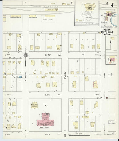 Sanborn Fire Insurance Map from Mitchell, Davison County, South Dakota (1914), Sheet #0004 - Complete Map Set gallery image, historic Sanborn map, vintage wall art, South Dakota South Dakota